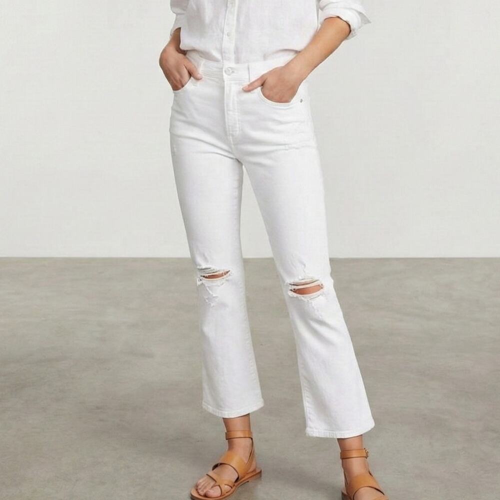 MOTHER Superior Denim TOMCAT High-Rise Crop Jeans Rip knee Size 26